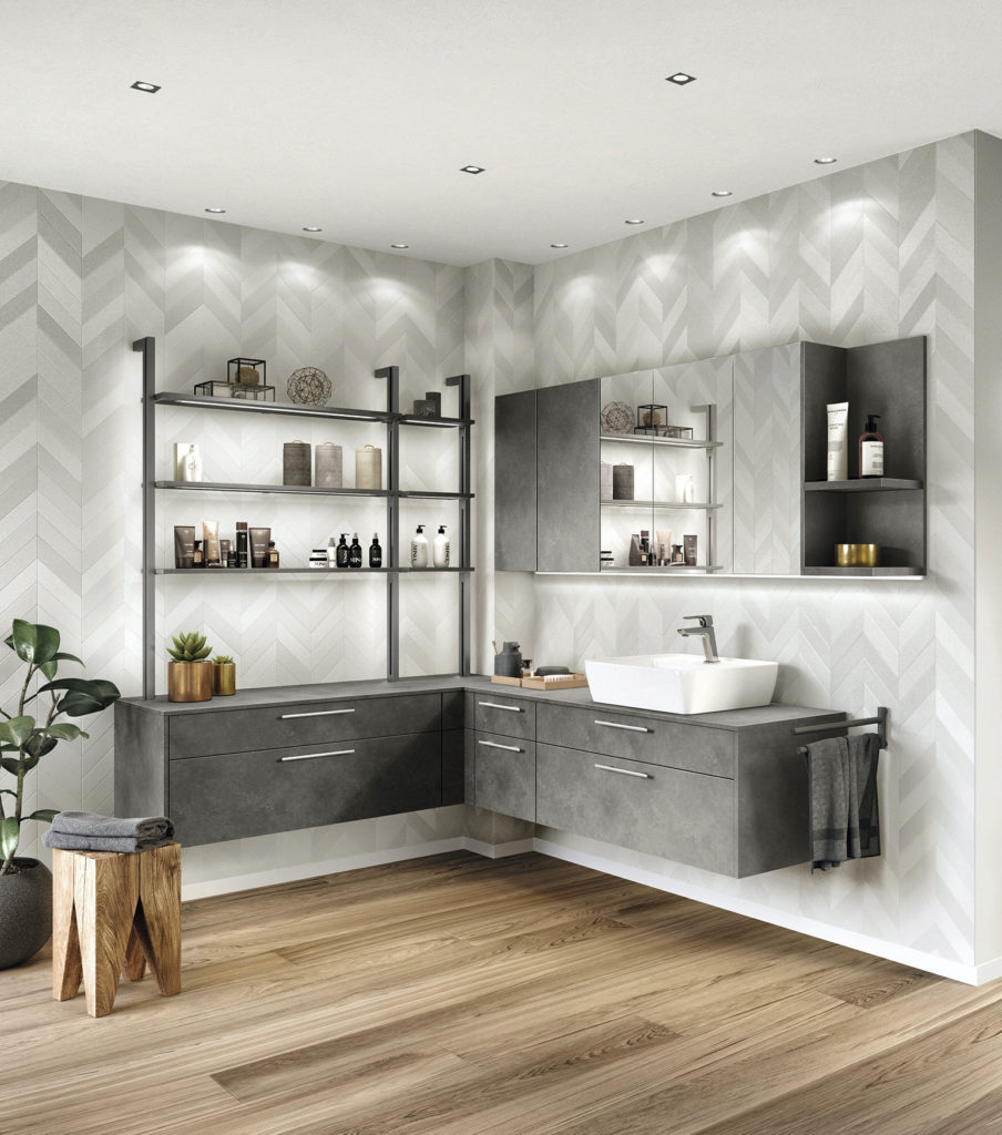 Baño acabado gris piedra