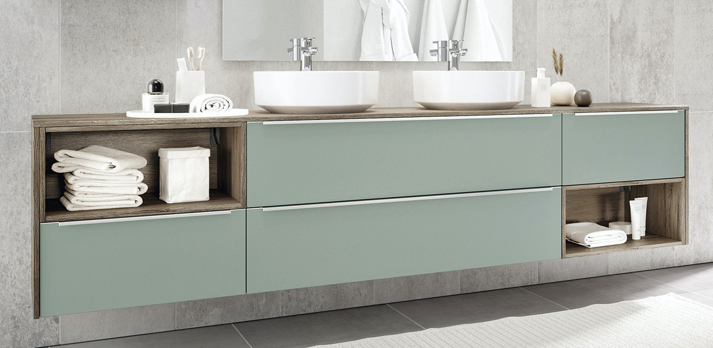 Mueble baño color verde pastel